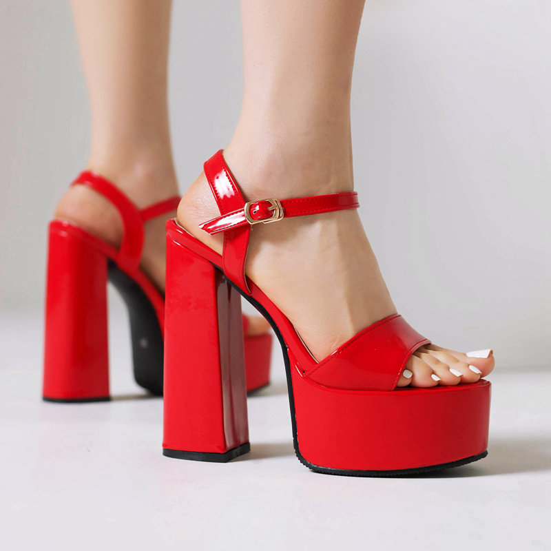 Women'S Shoes Size 40 In Us - オルカリサデザイン レディース サンダル ピープトゥ チャンキーヒール 14cm