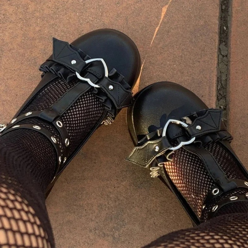 Women'S Shoes Large - 新しいスイートハートバックルウェッジメアリージェーンズ女性ピンク T ストラップ分厚いプラットフォームロリータ靴女性パンクゴシックコスプレ靴 43