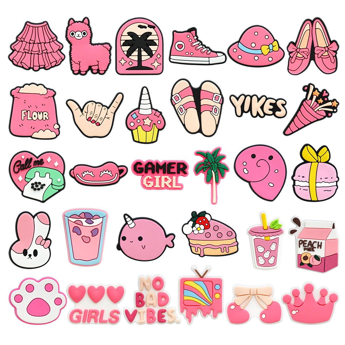 Women'S Shoes Crocs - 女性のためのピンクの靴の装飾,ピンアクセサリー,かわいいブレスレット,リストバンド,DIY,女の子,パーティーギフト
