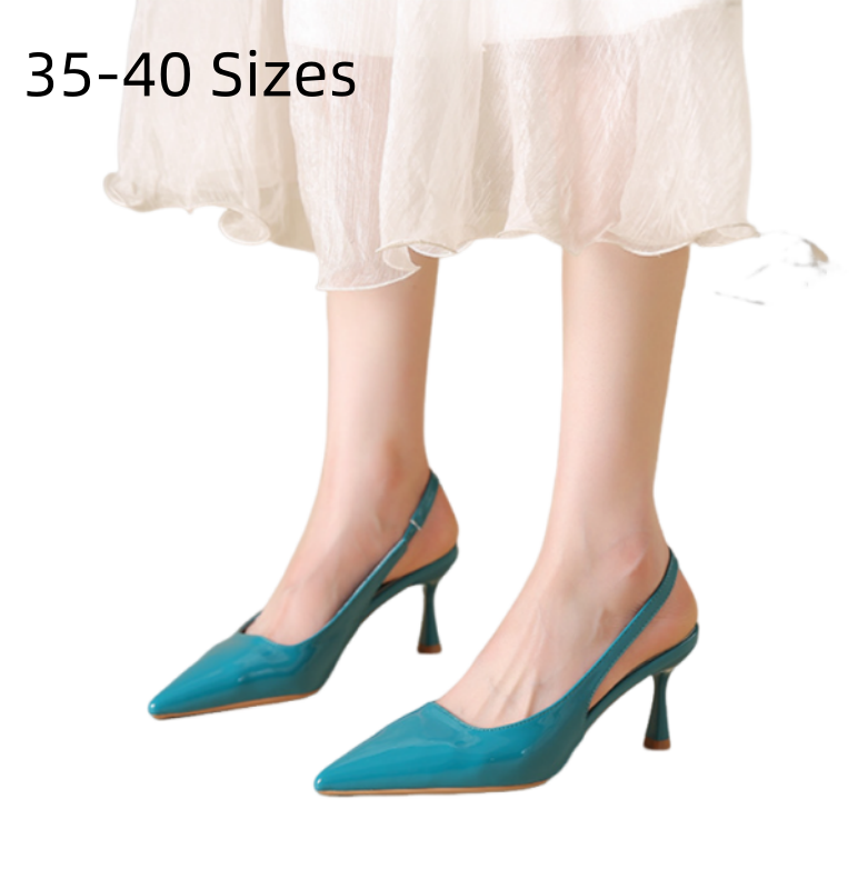 Women'S Shoes Size 40 In Us - 女性用セクシーハイヒールサンダル、つま先が閉じた靴、7cmワイングラスヒール、セクシーで光沢のあるパンプス、伸縮性バンド付き、オレンジ、赤、青、40サイズ