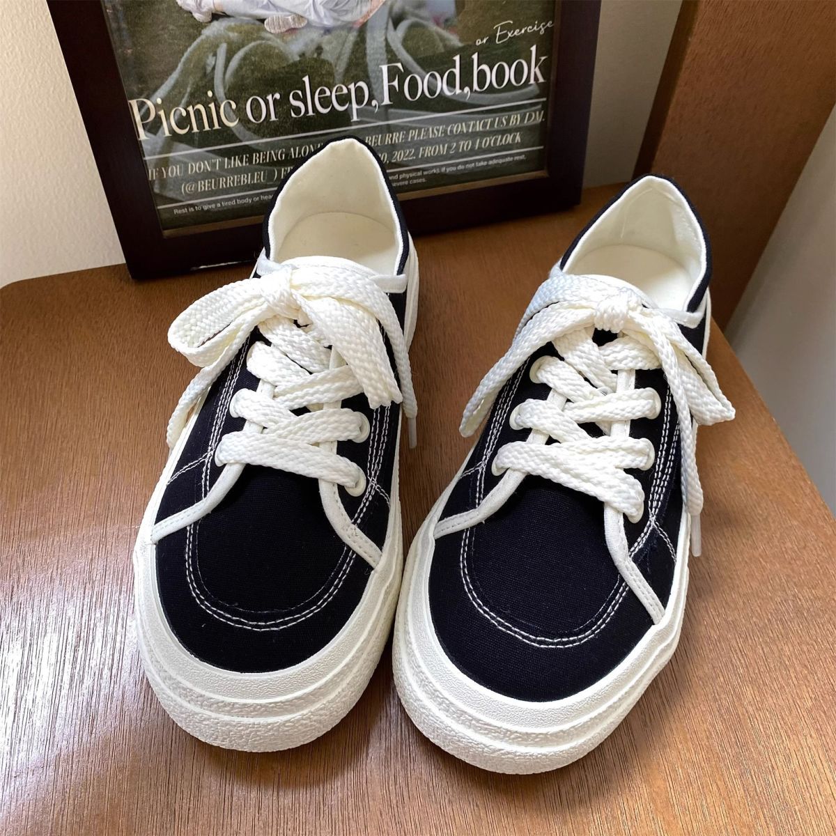 Women'S Shoes Trendy - トレンディな韓国製キャンバススニーカー キャラメル 秋冬コレクション ラウンドトゥ 厚底プラットフォーム スリッポン