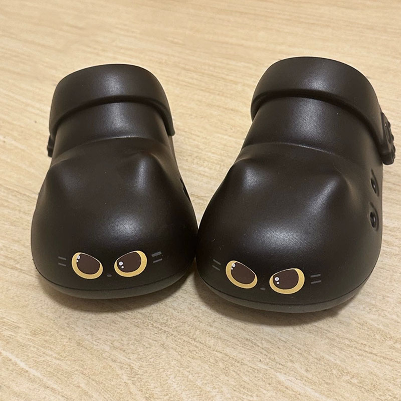 Women'S Shoes Clogs - 女性用新作クリエイティブブラックキャットスリッパ、夏用ソフトクラウドミュールクロッグ、女性用ストラップサンダルシューズ、キュートキティメリージェーンEVAスリッパ