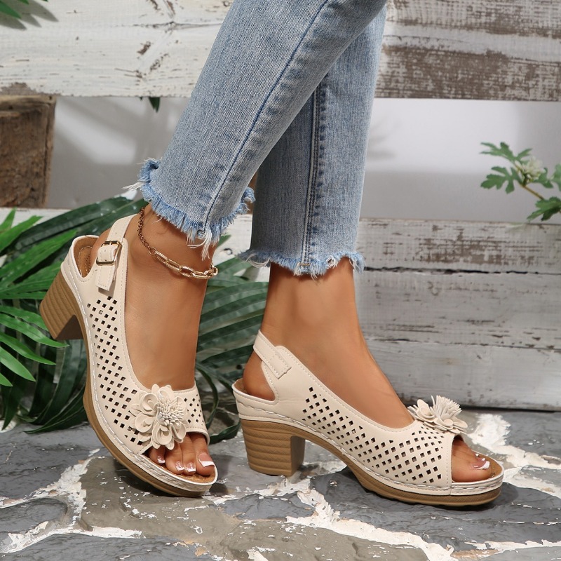 レディースチャンキーヒールサンダル 夏 2026 ファッショ - Square Toe Mule のレビューと価格
