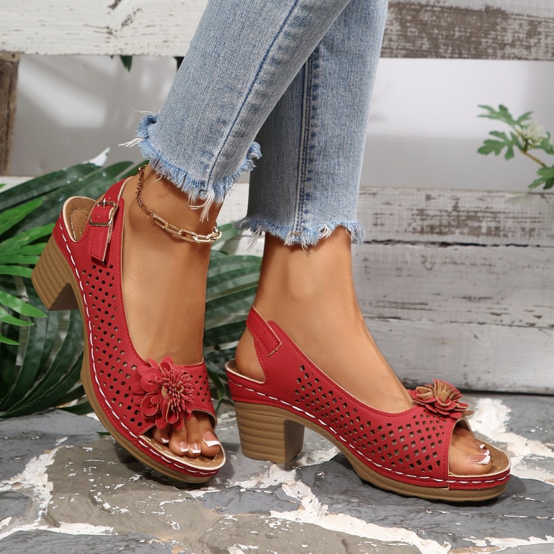 レディースチャンキーヒールサンダル 夏 2026 ファッショ - Square Toe Mule のレビューと価格