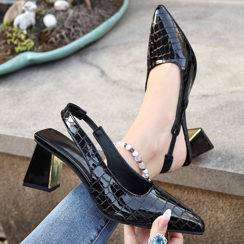 夏のハイヒールサンダル女性のセクシーな黒のトレンドドレスポン - Women Shoes Branded のレビューと価格