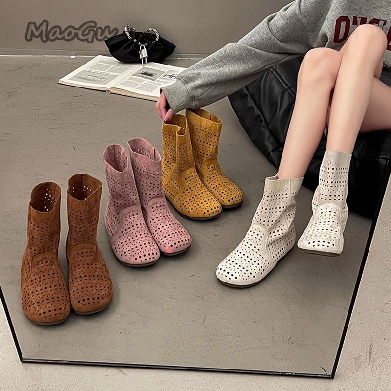 女性のサマーブーツ通気性中空スリッポンサンダル平底ミディアム - Women'S Shoes Size 40 In Us のレビューと価格