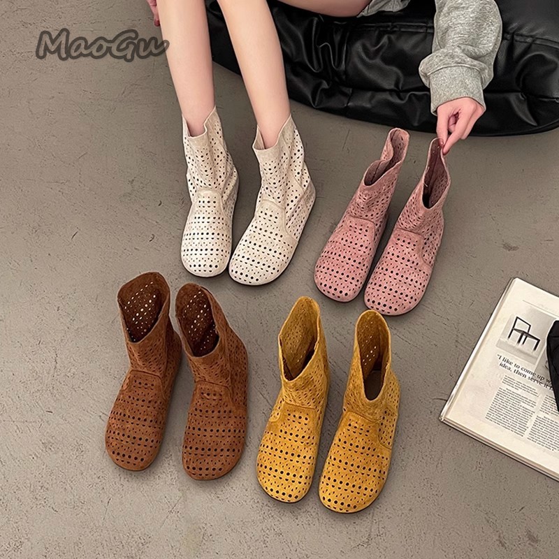 女性のサマーブーツ通気性中空スリッポンサンダル平底ミディアム - Women'S Shoes Size 40 In Us のレビューと価格