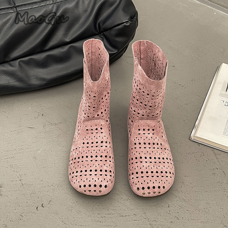 女性のサマーブーツ通気性中空スリッポンサンダル平底ミディアム - Women'S Shoes Size 40 In Us のレビューと価格