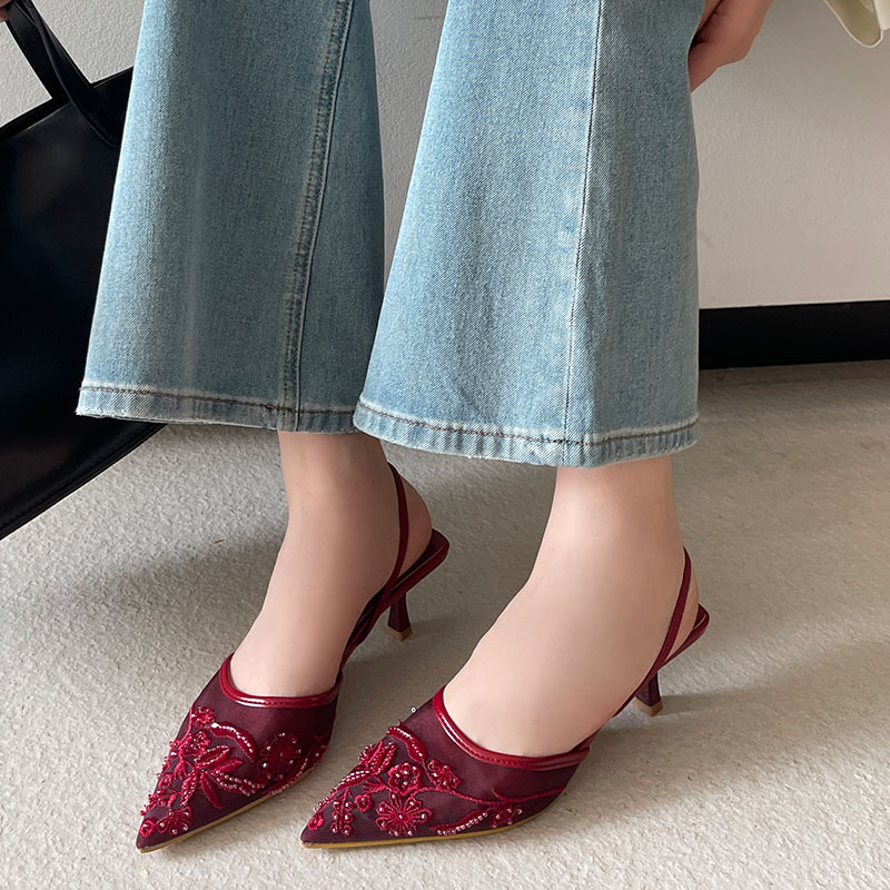 2026 エレガントなスリングバックサンダル女性薄型ハイヒー - Women Shoes Branded のレビューと価格