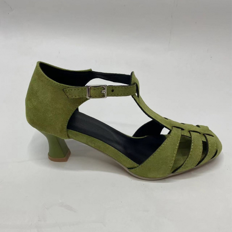 レディース グリーン スエード キトゥンヒール Tストラップ - Women Shoes Us To Eu のレビューと価格