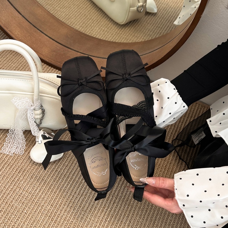 新作春快適レースアップバレエスクエアトゥローカットフラットシ - Women'S Shoes Large のレビューと価格