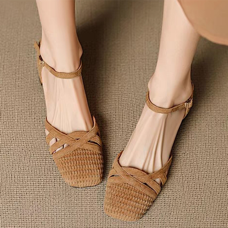 レトロ織りハイヒールサンダル レディース 2025 夏 スク - Square Toe Mule のレビューと価格