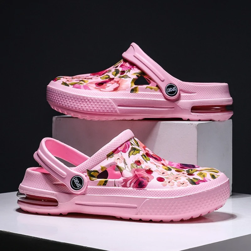 夏の女性の花落書き下駄サンダルかわいい靴男性サンダルカップル - Women'S Shoes Crocs のレビューと価格