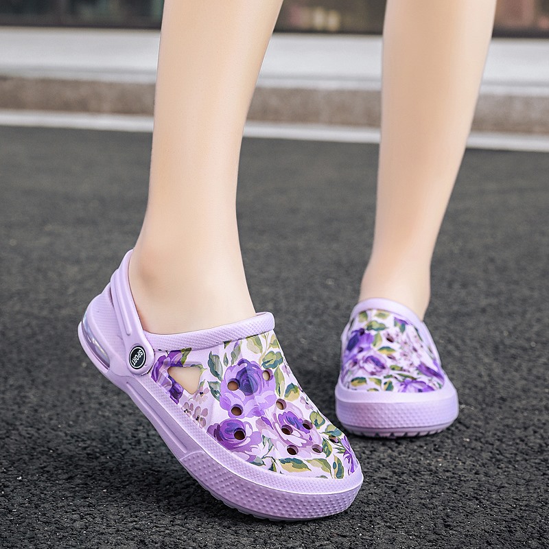 夏の女性の花落書き下駄サンダルかわいい靴男性サンダルカップル - Women'S Shoes Crocs のレビューと価格