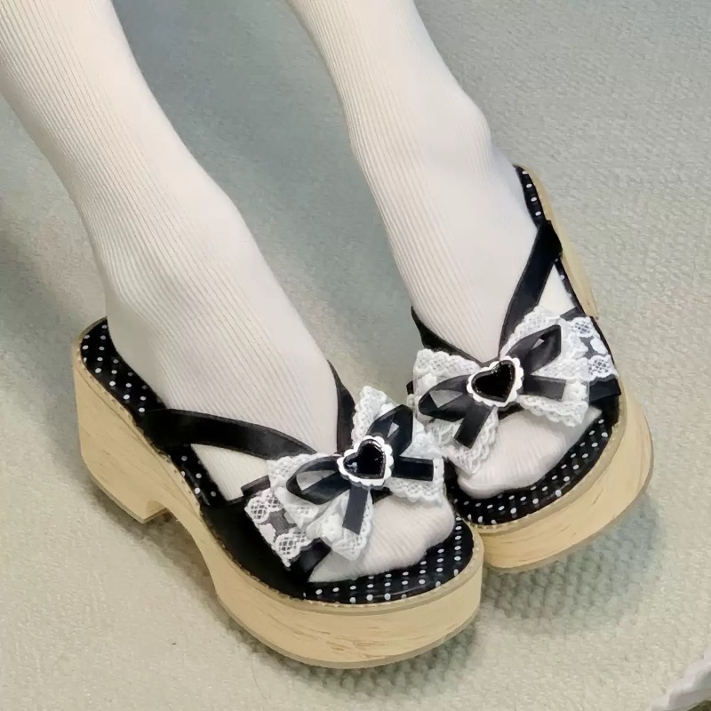 スイートボウ木目調厚底プラットフォームスリッパ女性用夏和風快 - Square Toe Mule のレビューと価格