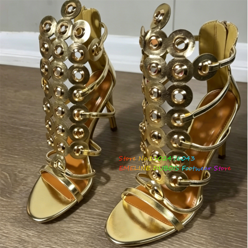 ゴールドメタルサークル装飾ハイヒールサンダル女性のセクシーな - Women'S Shoes Trendy のレビューと価格