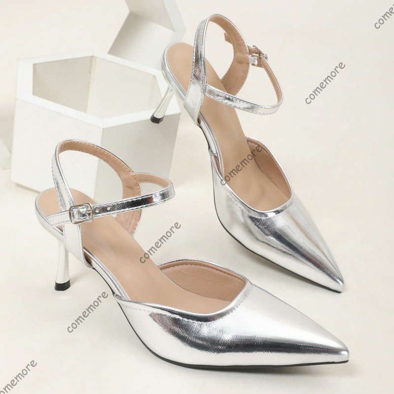 レディースシックなシルバーキトゥンヒール、トレンディなポイン - Women'S Shoes Trendy のレビューと価格