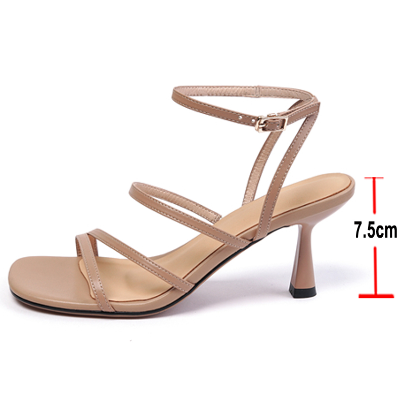 Meotina-女性用スクエアアンクルストラップ付きサンダル - Women'S Shoes Size 40 In Us のレビューと価格